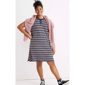 🆕 Madewell Indigo Stripe Henley Tee Dress M NWT